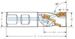 Vielzahneckschaftfräser 90° APKT1003 Ø 20 mm