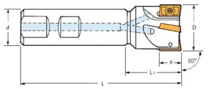 Eckschaftfräser 90° APKT1604 Ø 25 mm