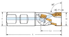 Vielzahneckschaftfräser 90° APKT1604 Ø 25 mm