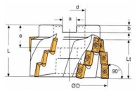 Vielzahneckaufsteckfräser 90° APKT1604 Ø 80 mm