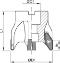 Eckaufsteckfräser 90° VCGT2205 Ø 52 mm