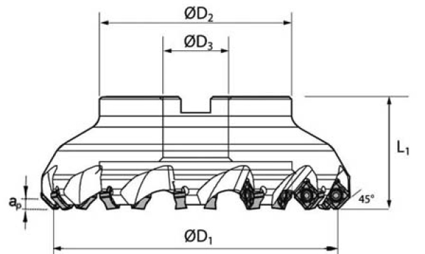 Planaufsteckfräser 45° SNMX1206 Ø 80 mm Z=7