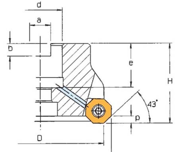 Planaufsteckfräser 43° OFKT05T3 Ø 40 mm Z=3