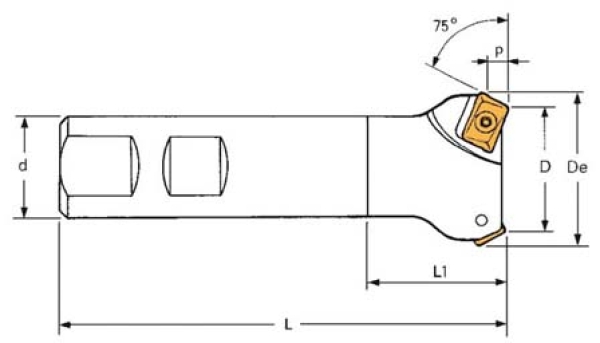 Nebenschneiden-Planfräser 75° APKT1003 Ø 32 mm Z=3