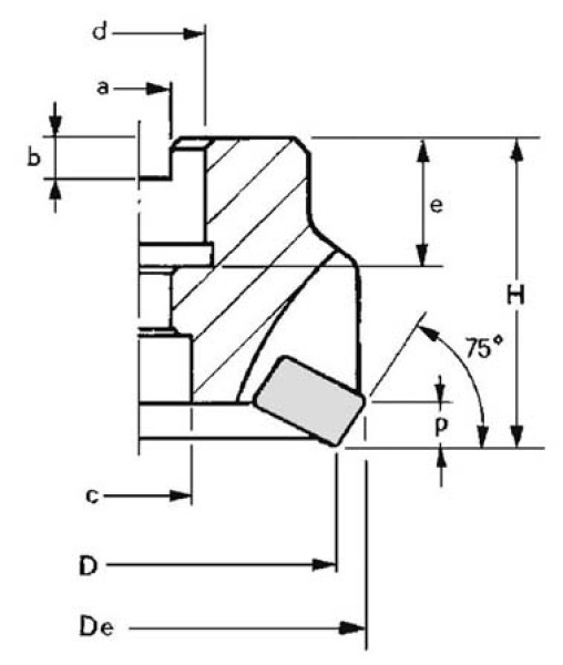 Nebenschneiden-Planfräser 75° APKT1003 Ø 63 mm Z=6