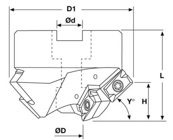 Fasenaufsteckfräser 15° APKT1604 Ø 35 mm