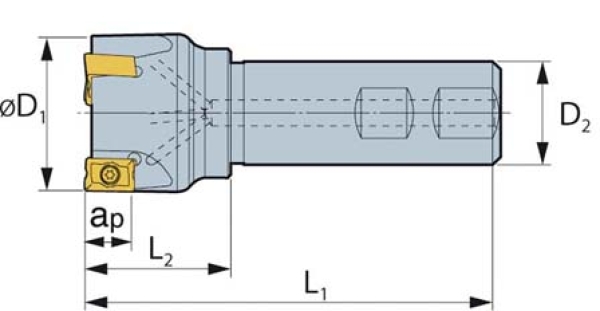 Eckschaftfräser 90° LNMX1510 Ø 32 mm z=3