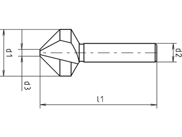 VHM Kegelsenker UT 90° Ø 5,3 mm DIN335C Z=3 MG1025 Uni P/M/K/N